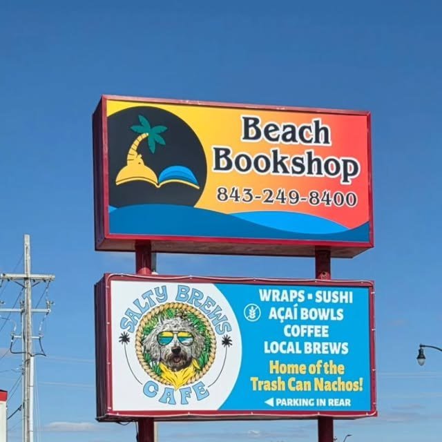 The Beach Bookshop road sign
